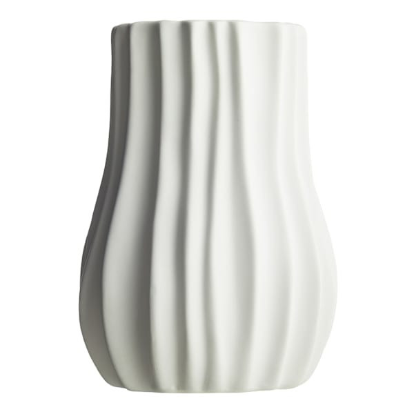 White Ribbed Ceramic Vase, 5", sold by At Home | At Home