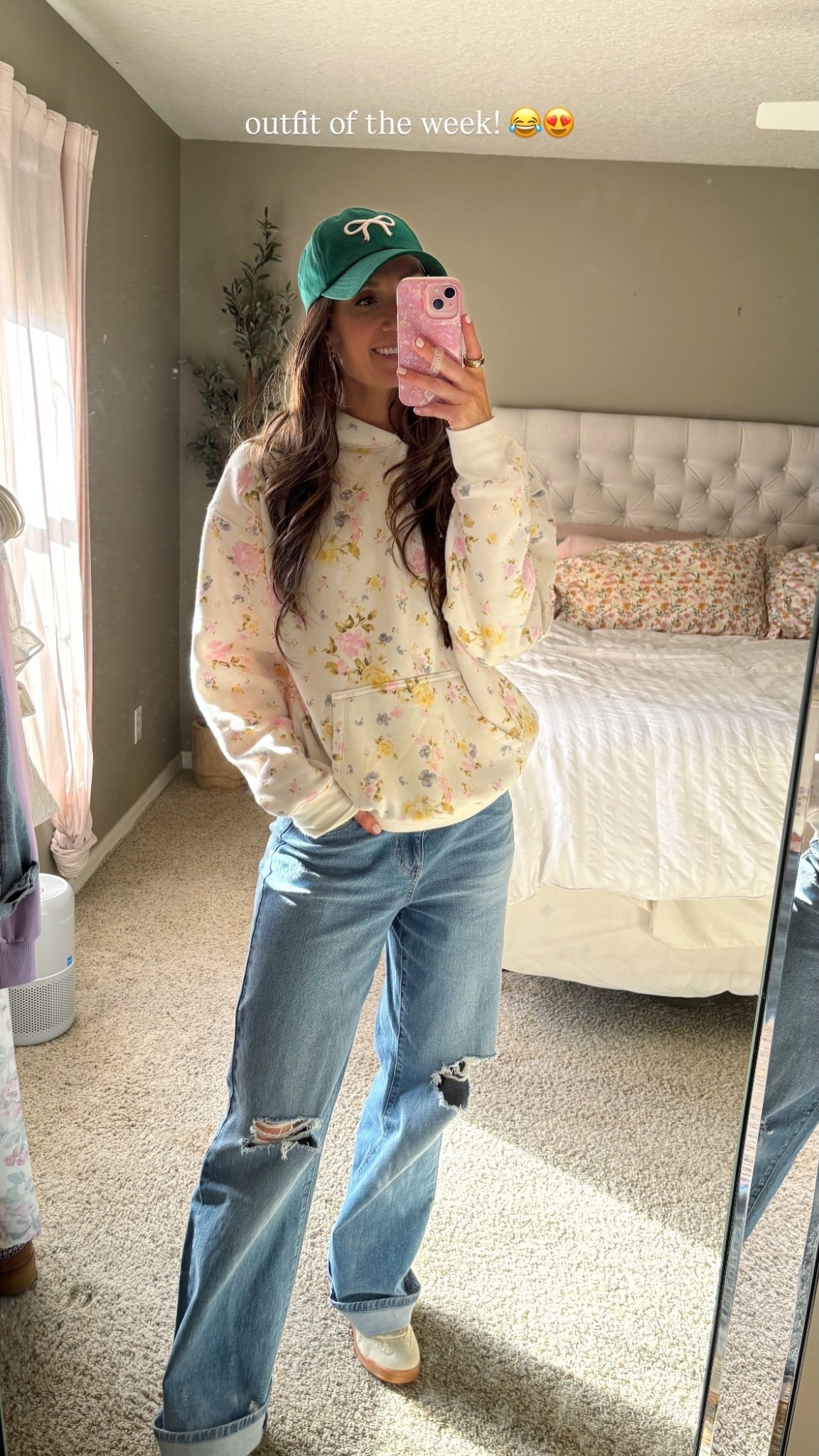 outfit of the week! 😂😍
Floral hoodie & the cutest bow baseball hat! 🌸🎀

Sizing:
Floral hoodie: small fits oversized 
Jeans: xs long, fit tts
Lace sneakers: 8.5, fit tts 


#modestfashion #modestoutfits #target #walmart

#LTKootd #LTKmomlife
