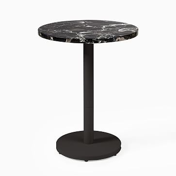 Black Marble Round Bistro Table - Orbit Base | West Elm (US)