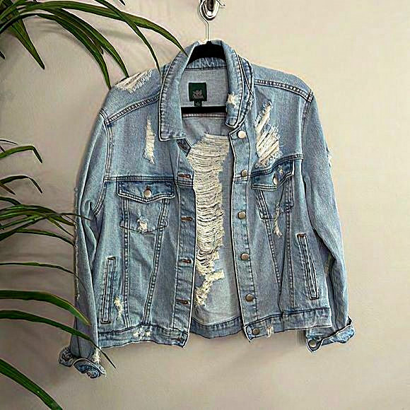 Wild fable, women’s size‎ medium, distressed, jean jacket | Poshmark