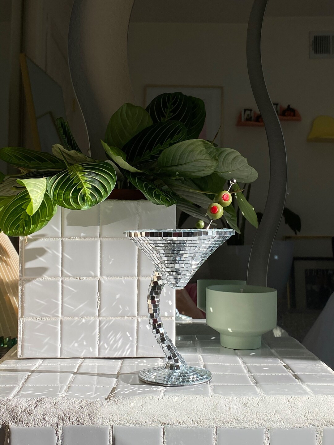 Squiggle Disco Martini Glass Home Decor - Etsy | Etsy (US)
