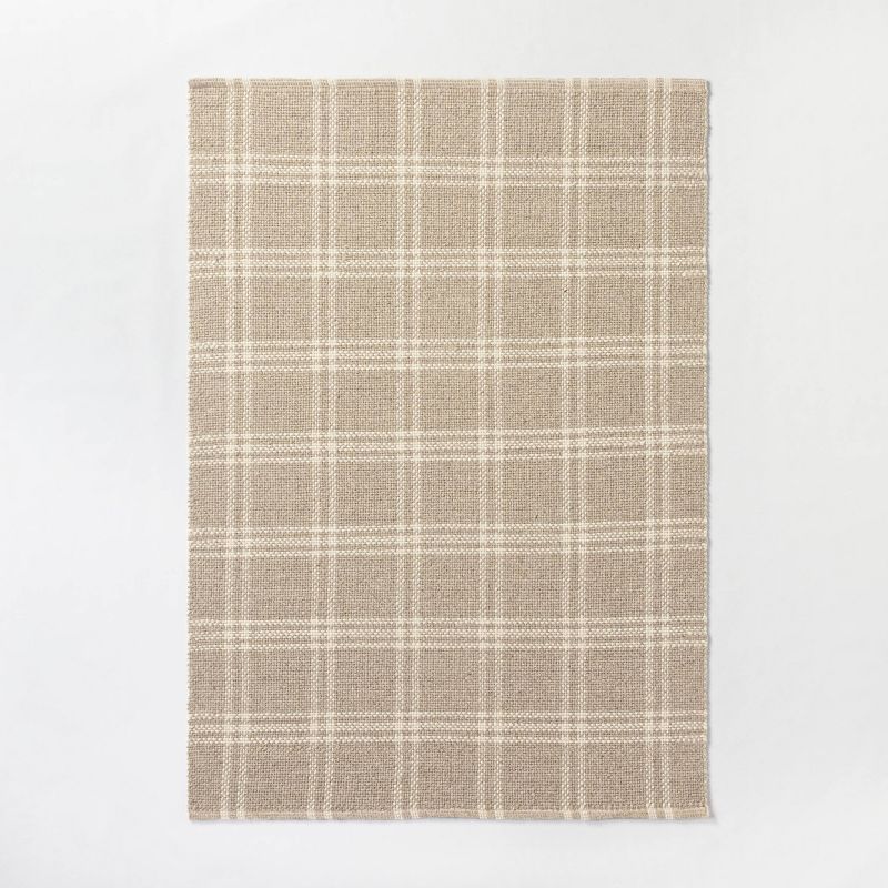 9'x12' Cottonwood Hand Woven Plaid Wool/Cotton Area Rug Beige - Threshold™ designed with Studio... | Target