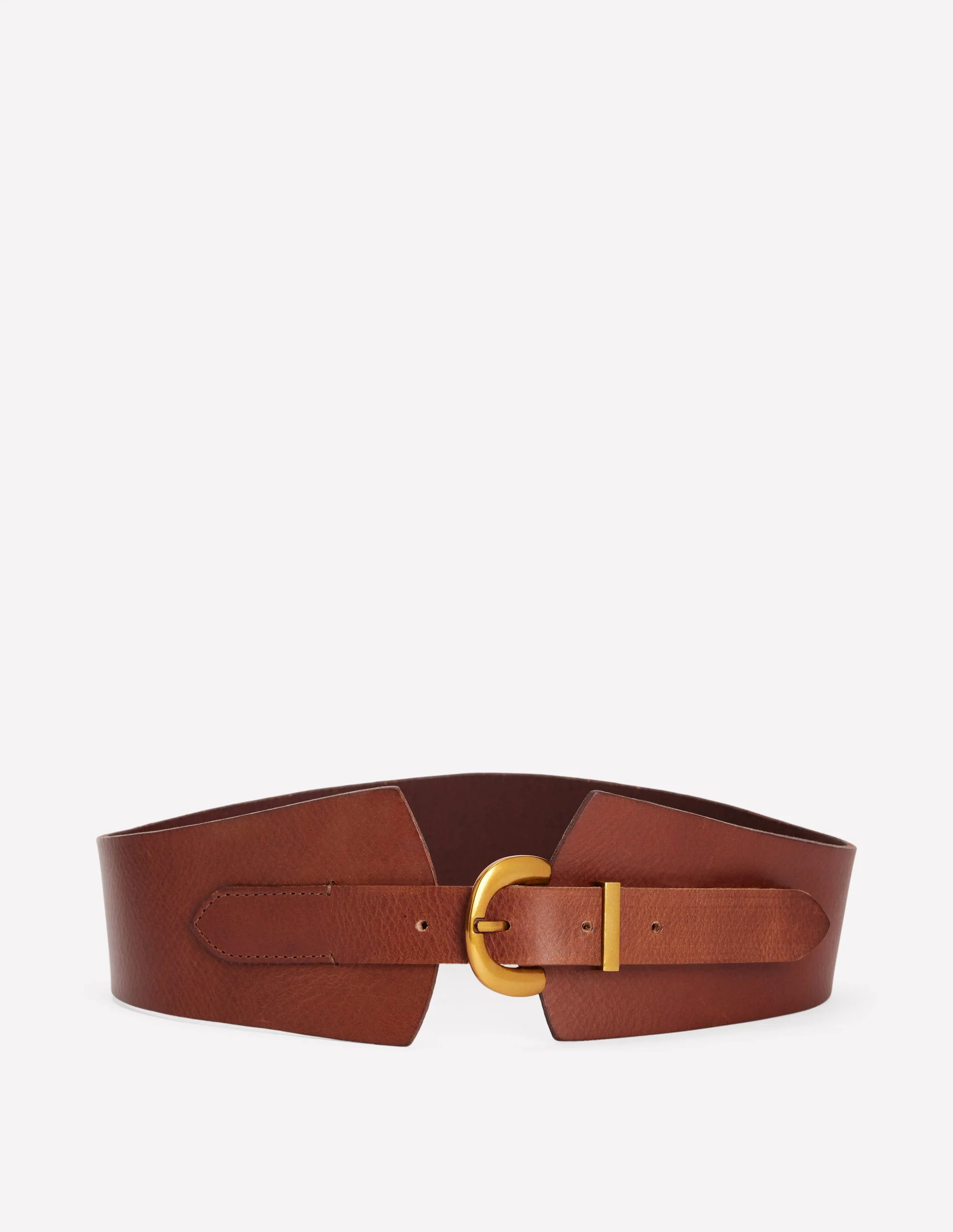 Boden Women's Leather Wide Waist Belt in Brown | Size XS | Boden (US)