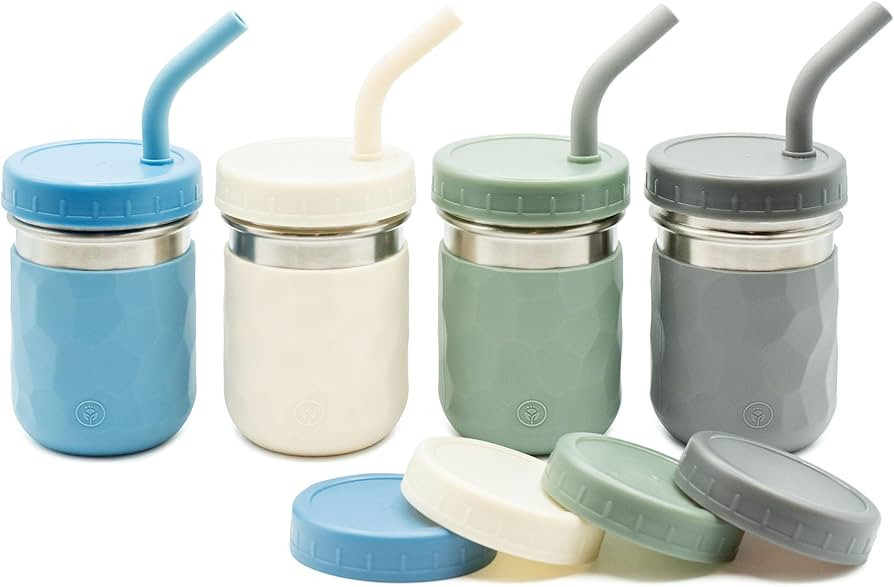 WeeSprout 2-in-1 Drinking Cups for Kids, Durable Stainless Steel Tumbler for Smoothies, Silicone ... | Amazon (US)