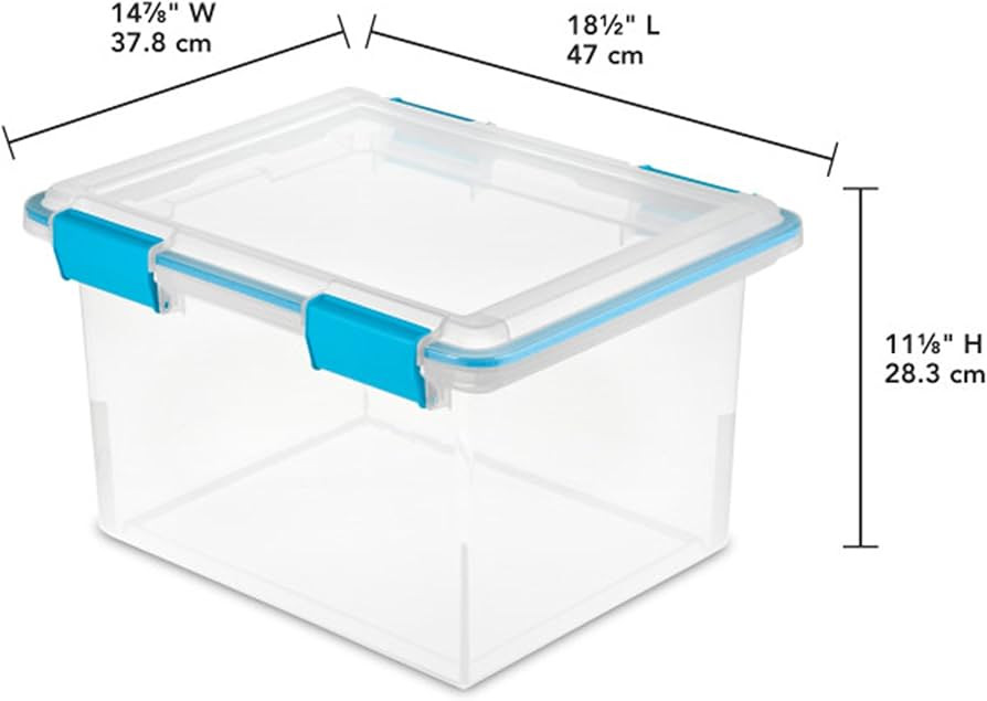 Amazon.com: Sterilite 4-Pack Gasket Box, Weather-Resistant Storage Bins with Latching Lids, 32 Quart - Heavy-Duty Organizing Containers for Closet, Bathroom, and Office : Home & Kitchen | Amazon (US)
