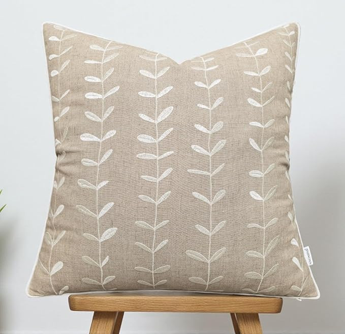 VAGMINE Embroidered Lollipop Pillow Cover - 18x18 Inches Square - 100% Linen Natural Decorative C... | Amazon (US)