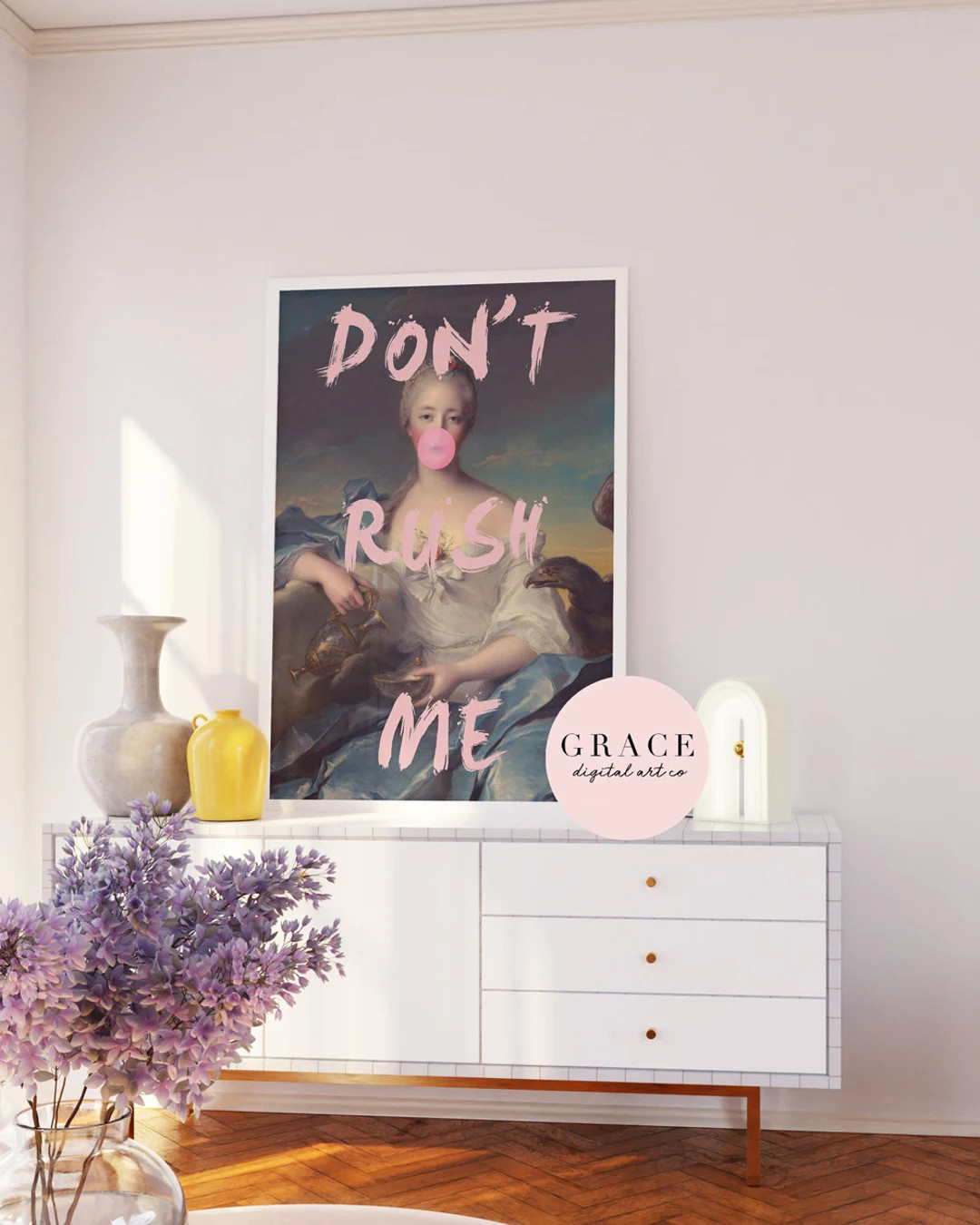 Don't Rush Me Wall Art Print Digital Prints Eclectic Home Decor Pink Poster Altered Art Wall Prin... | Etsy (US)