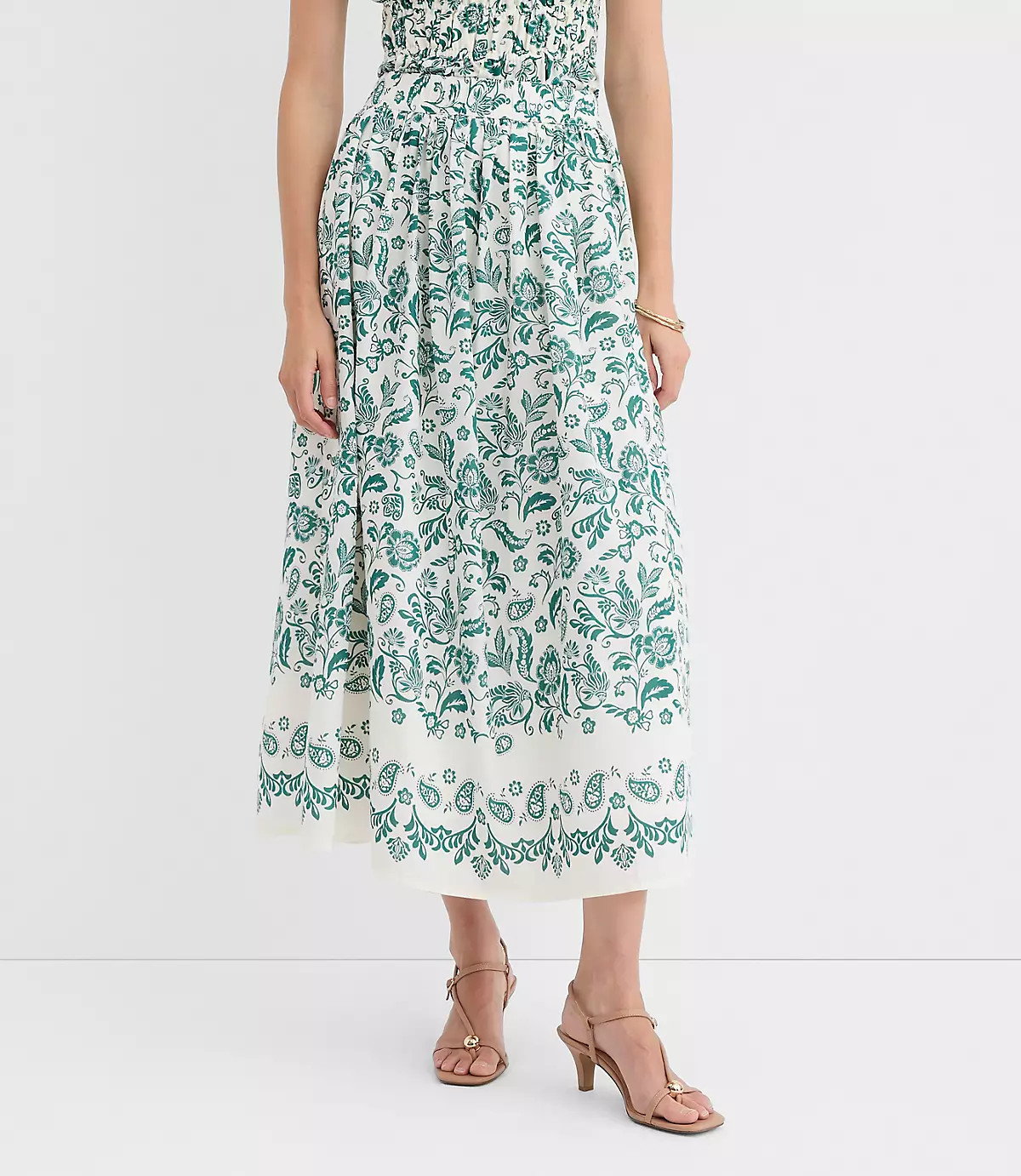 Floral Pull On Midi Skirt | LOFT