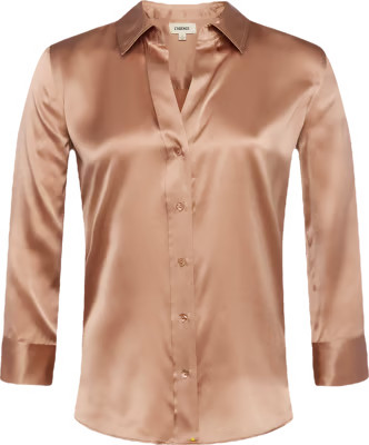Dani Silk Blouse in Pecan | L'AGENCE | L'Agence
