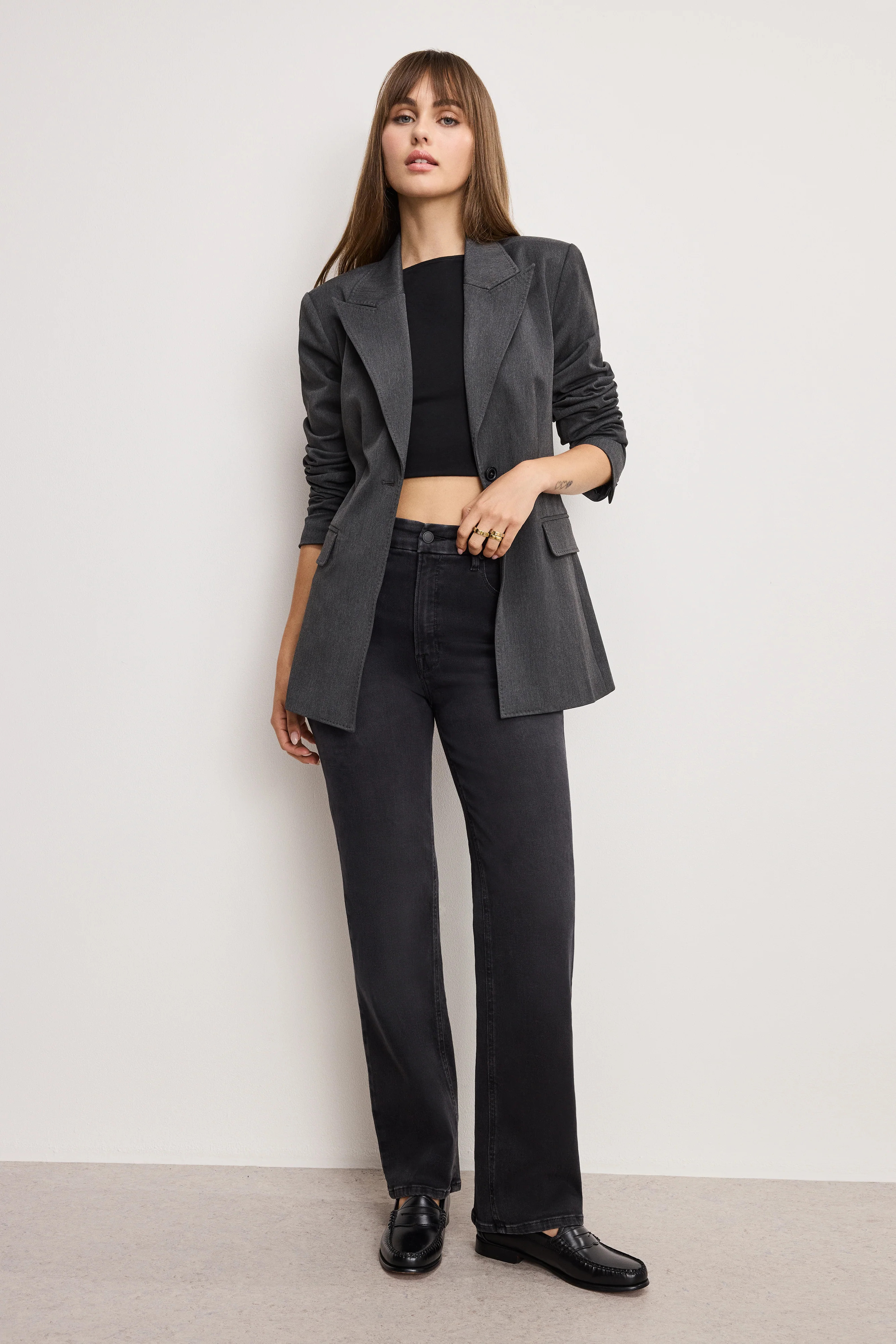 SOFT TECH GOOD TRUE STRAIGHT JEANS | BLACK343 - GOOD AMERICAN | Good American