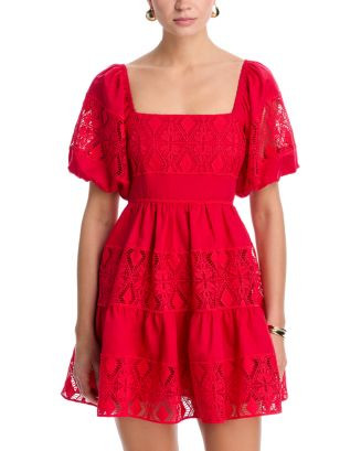 Lace Inset Puff Sleeve Mini Dress - Exclusive | Bloomingdale's (AU)
