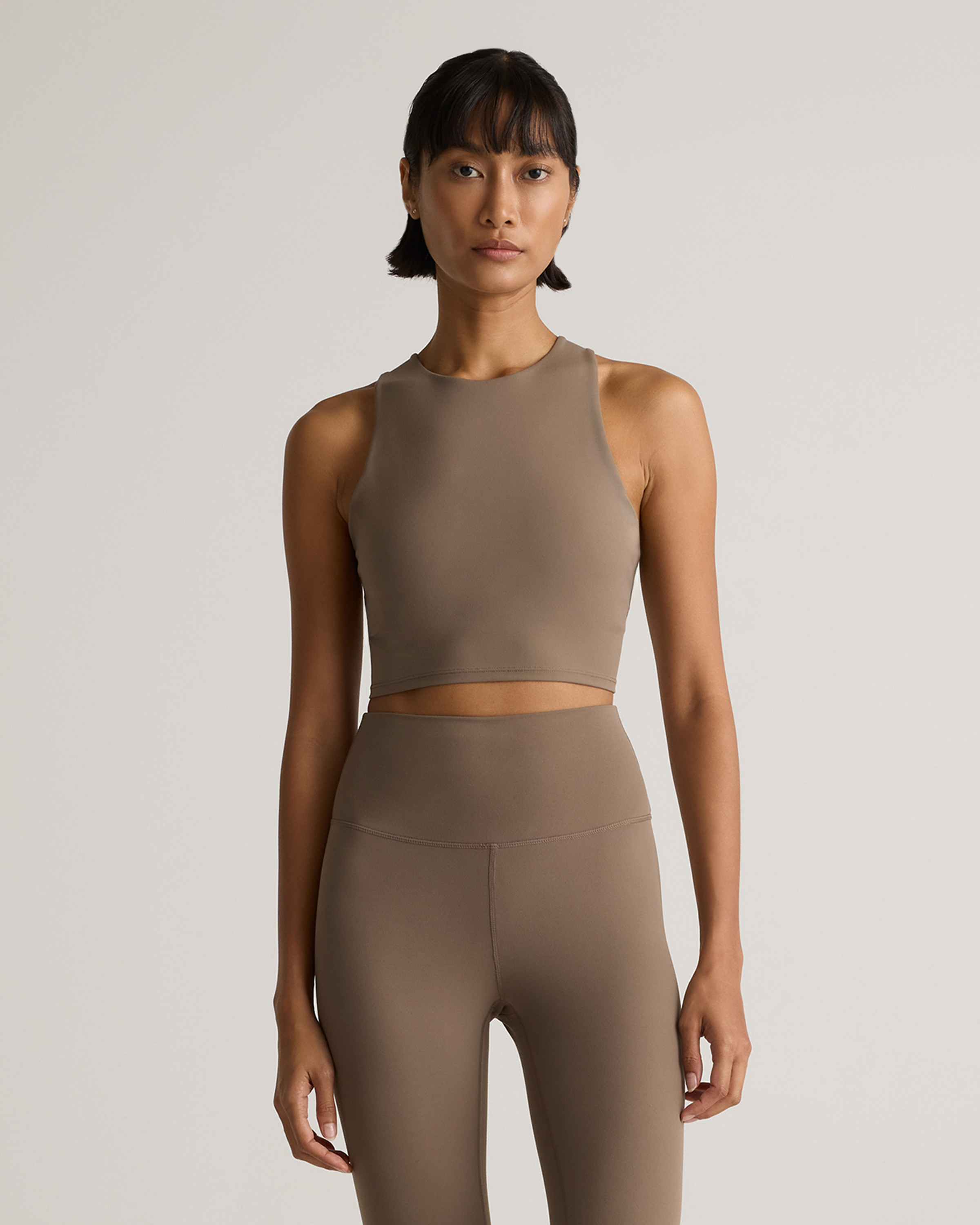 Quince | Women's Ultra-Form High-Neck Cropped Tank Top in Cosmic Grain, Size Large, Nylon/Spandex | Quince