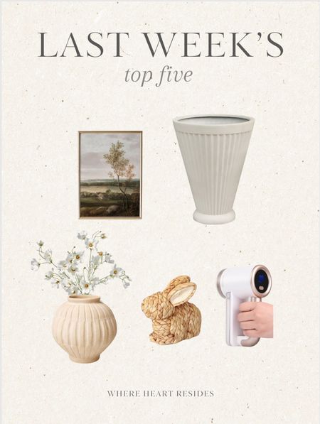 Last week’s top five 🤍
spring art print, fluted planters, spring stems, spring flowers, Easter decor, Amazon fabric shaver. 
