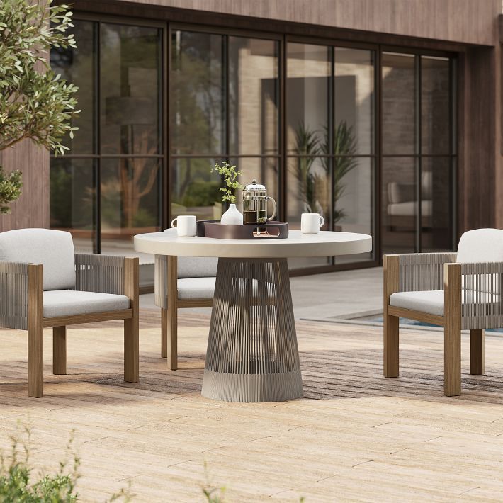 Porto Pedestal Concrete Outdoor Dining Table (32"–44") | West Elm (US)
