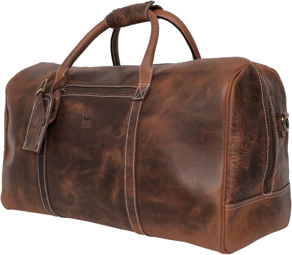 Handmade Leather Travel Duffel Bag - Airplane Underseat Carry On Bags By Rustic Town | Amazon (US)