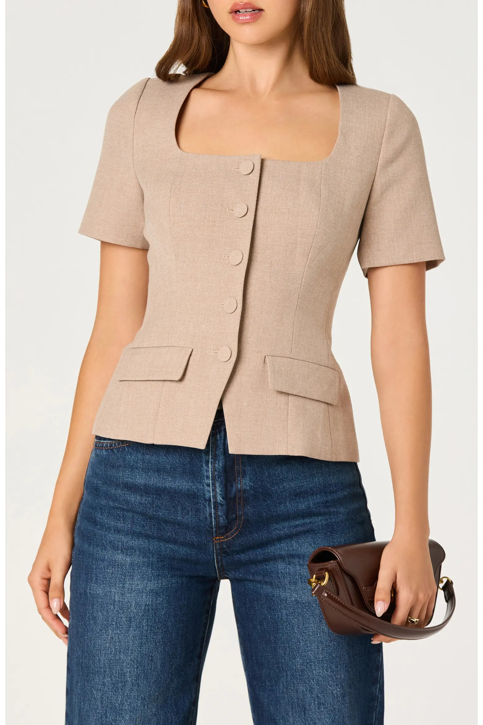 ASTR the Label Square Neck Short Sleeve Jacket (Women) | Nordstrom | Nordstrom