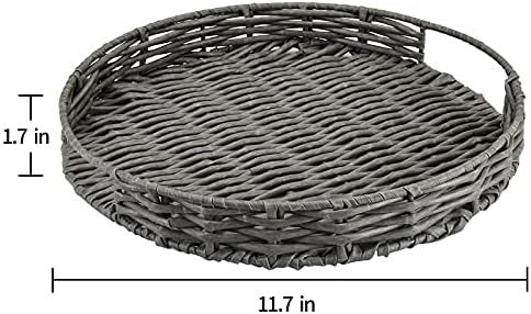 Unistyle Round Trays for Coffee Table, Decorative Woven Serving Tray Coffee Table Tray with Handle f | Amazon (US)