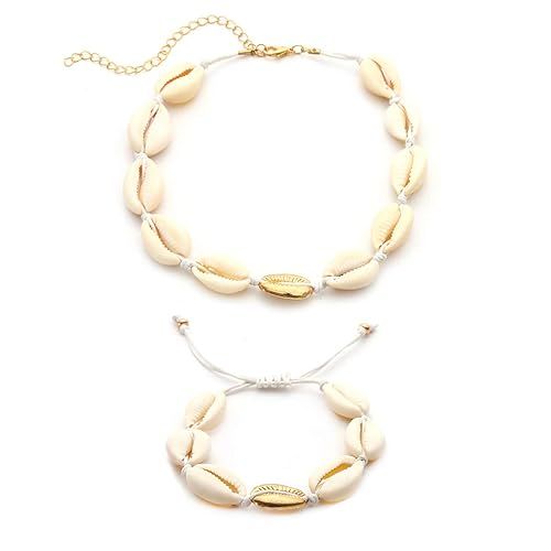 LANG XUAN Beach Conch Shell Necklace Bracelet Velvet Chain Choker Weaving Bohemian Necklace Jewel... | Amazon (US)
