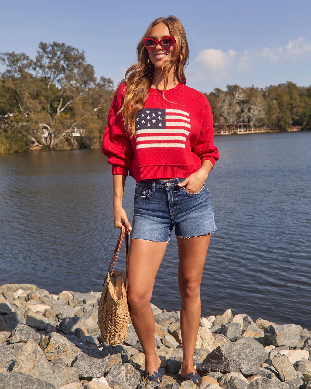 Elouise American Flag Crewneck Sweater | VICI