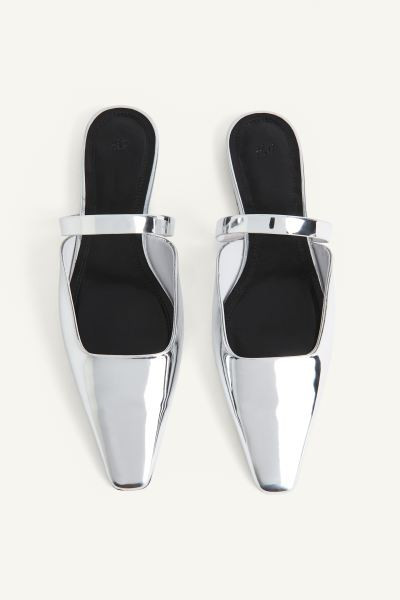 Metallic-coated Mules - Silver-colored - Ladies | H&M US | H&M (US + CA)