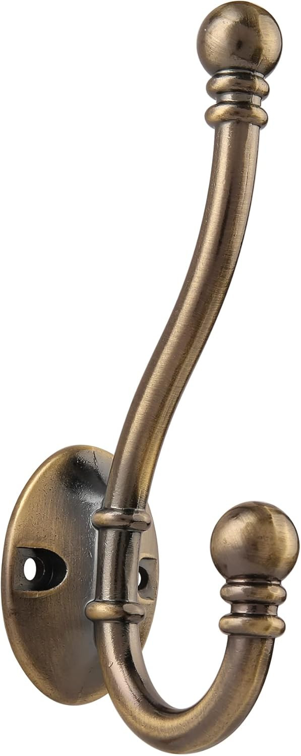 HASWARE 6 PCS Double Prong Robe Hook, Large Dual Coat Hooks with 12 Pieces Screws Wall Mounted Ho... | Amazon (US)