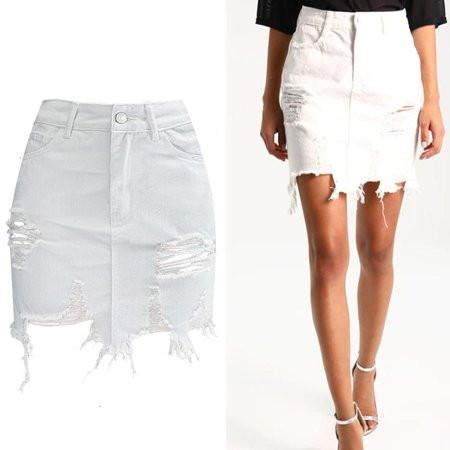 Ecosprial Hole Shorts Skirts For Women Pencil Denim High Waist Ripped Female White Jeans | Walmart (US)