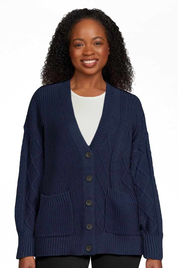 Free Assembly Women's Mix Stitch V-Neck Cardigan Sweater | Walmart (US)