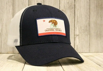 California Republic Cyclist Truckers Hat Cap State Flag Bear On Road Bike Biking  | eBay | eBay US