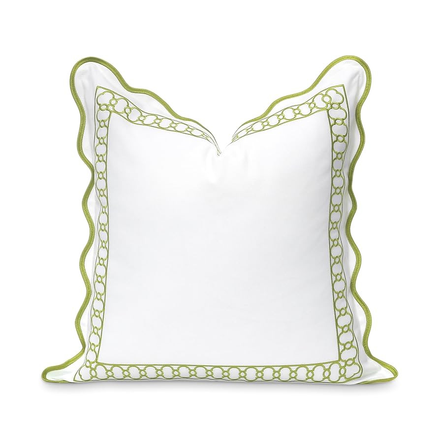 Hofdeco Premium Coastal Patio Indoor Outdoor Scalloped Throw Pillow Cover Only, 20"x20" Water Rep... | Amazon (US)