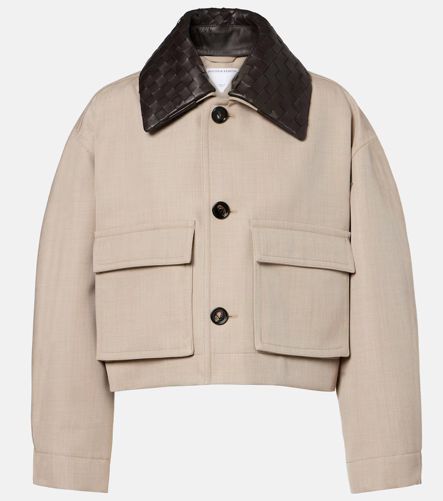 Bottega Veneta Cropped leather-trimmed wool jacket | Mytheresa (US/CA)