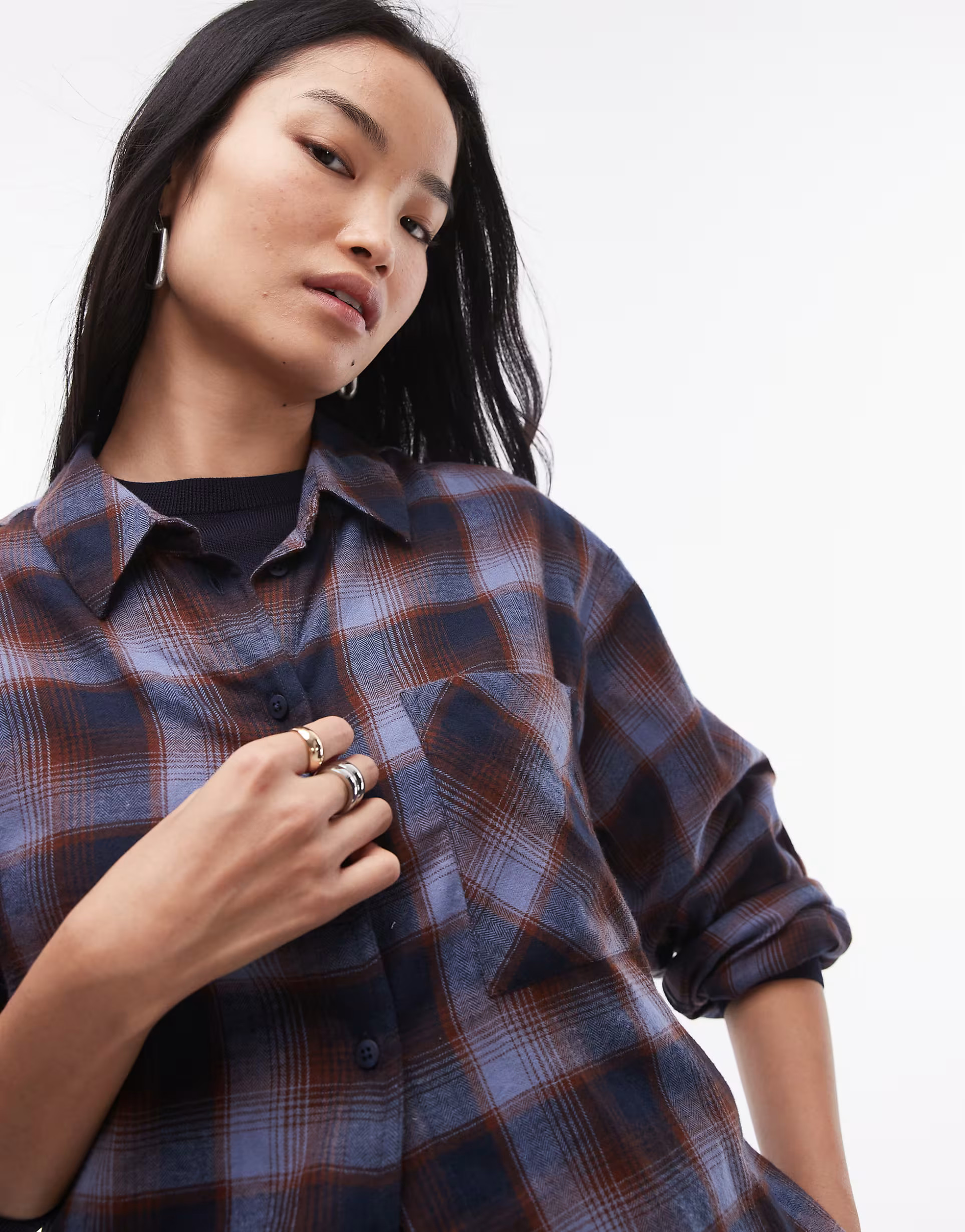 Topshop shirt in blue and brown check | ASOS (Global)