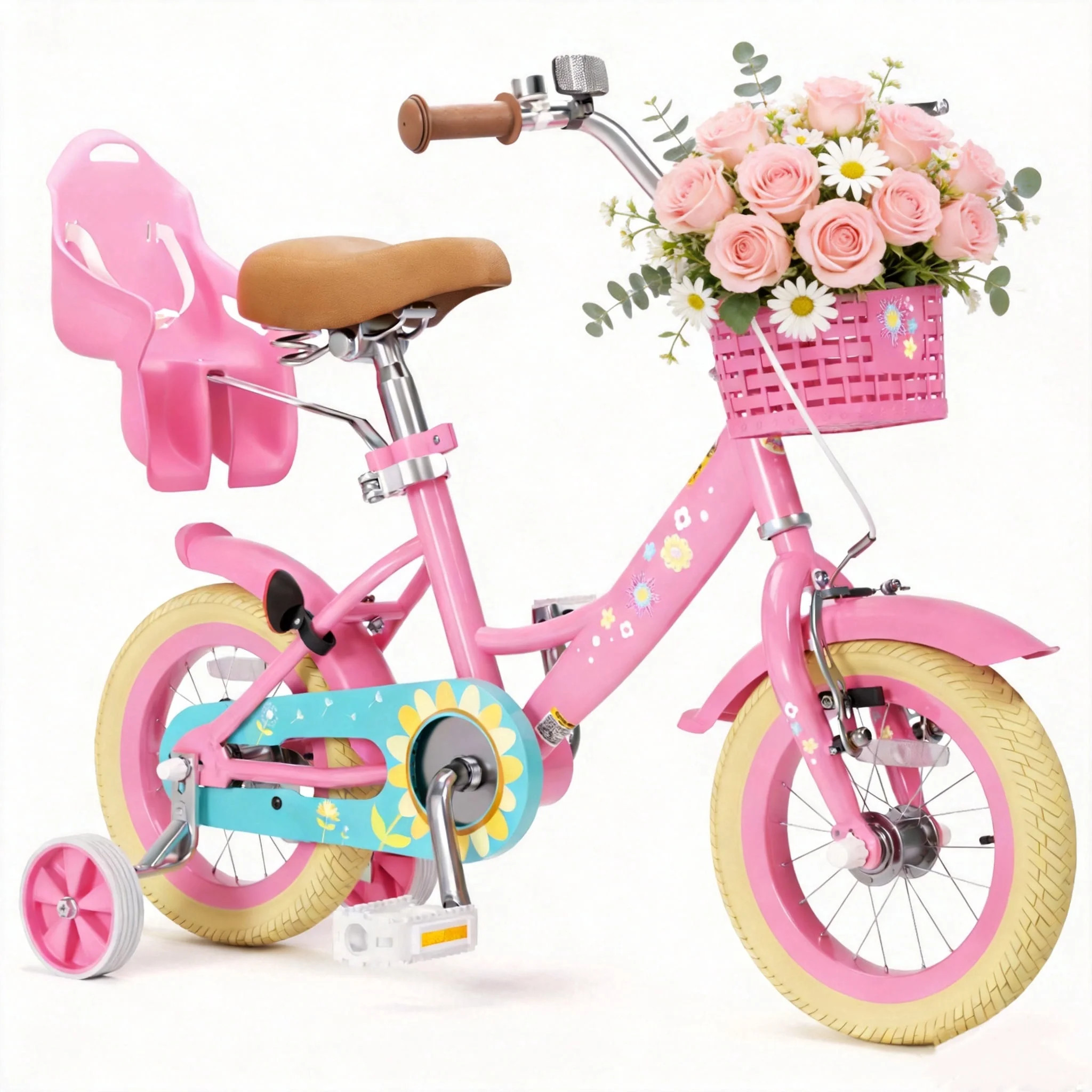 Korimefa Girls Bike for 3-9 Years Old Kids, 12 14 16 inch Kids Bike with Training Wheels, Basket ... | Walmart (US)