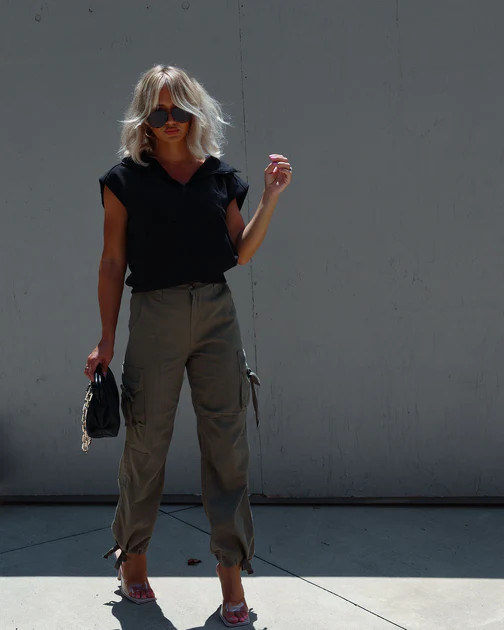 Never Give Up Cotton Cargo Pants - Dark Olive | VICI