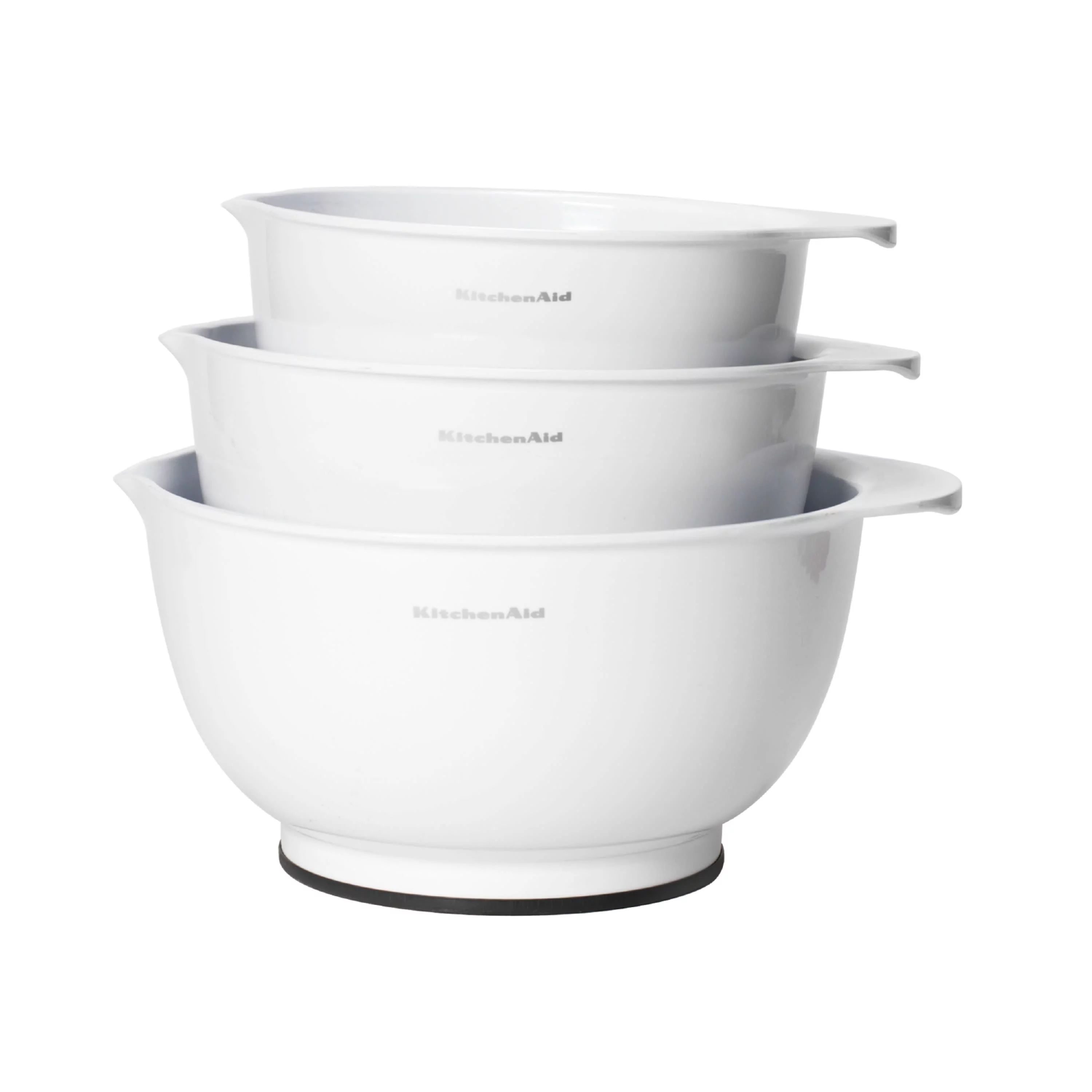 Kitchenaid BPA-Free Plastic Set of 3 Mixing Bowls with Soft Foot in White | Walmart (US)