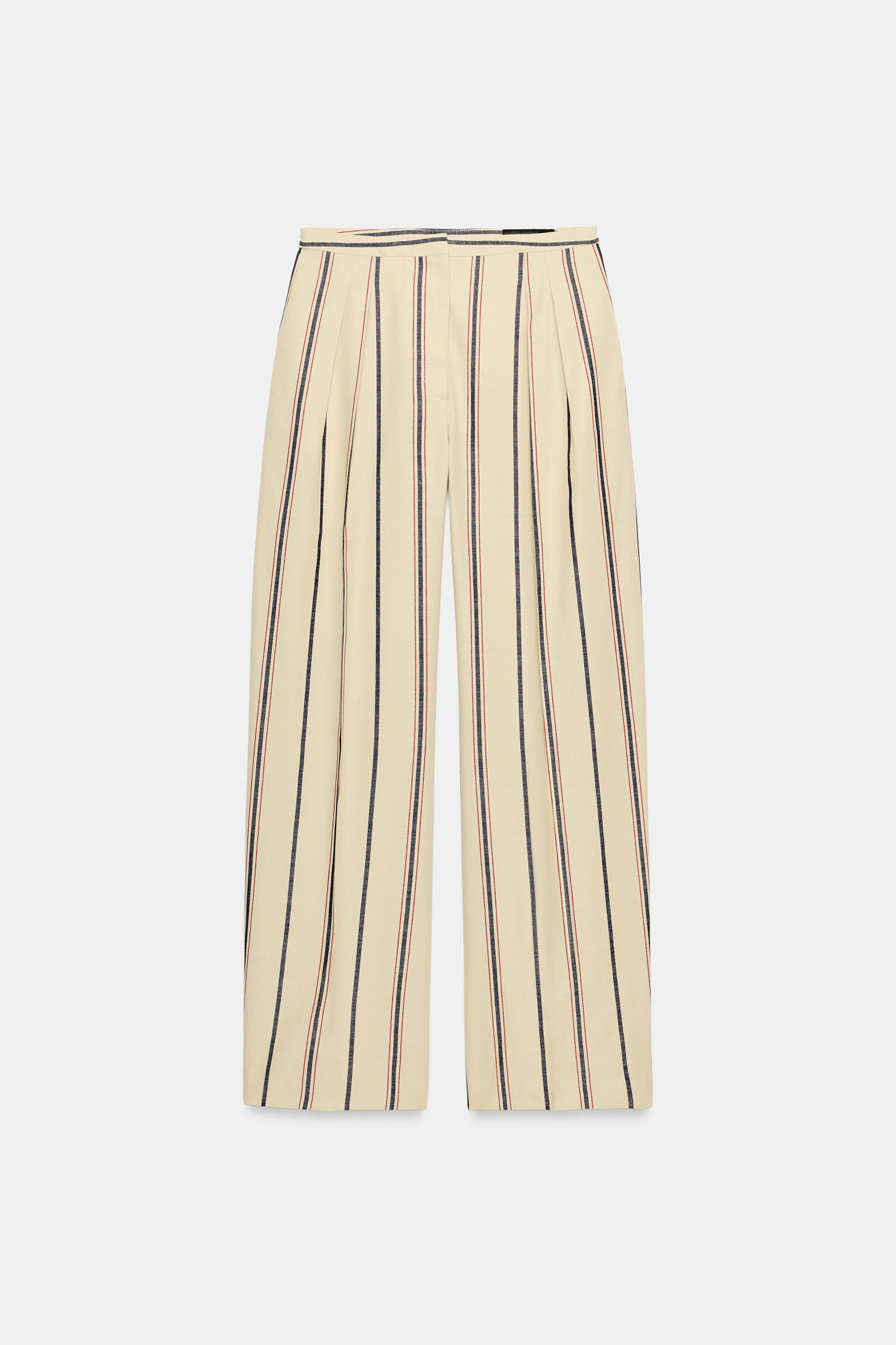ZW COLLECTION STRIPED PLEATED TROUSERS | Zara US