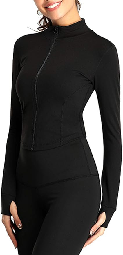 Abtel Women's Running Sports Jacket Yoga Long Sleeve Full Zip Gym Tops Quick Dry | Amazon (UK)