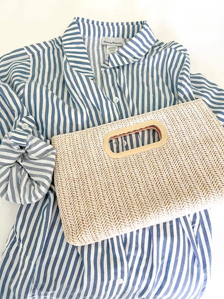 This Tommy Bahama beach cover-up is one of my most worn! I love that you can go right from the sand to a beach-side happy hour with it, and this clutch is one of the first items I pack for every beach vacay!

Vacation outfit, coastal style, Tommy bahama chambray stripe boyfriend shirt, boyfriend shirt, swimsuit cover up, striped button up, top handle straw clutch, Amazon clutch, spring outfit, Amazon vacation bag, woven Amazon clutch, resortwear, button down beach coverup, blue & white striped swim cover-up

#LTKSeasonal #LTKfindsunder100 #LTKsalealert