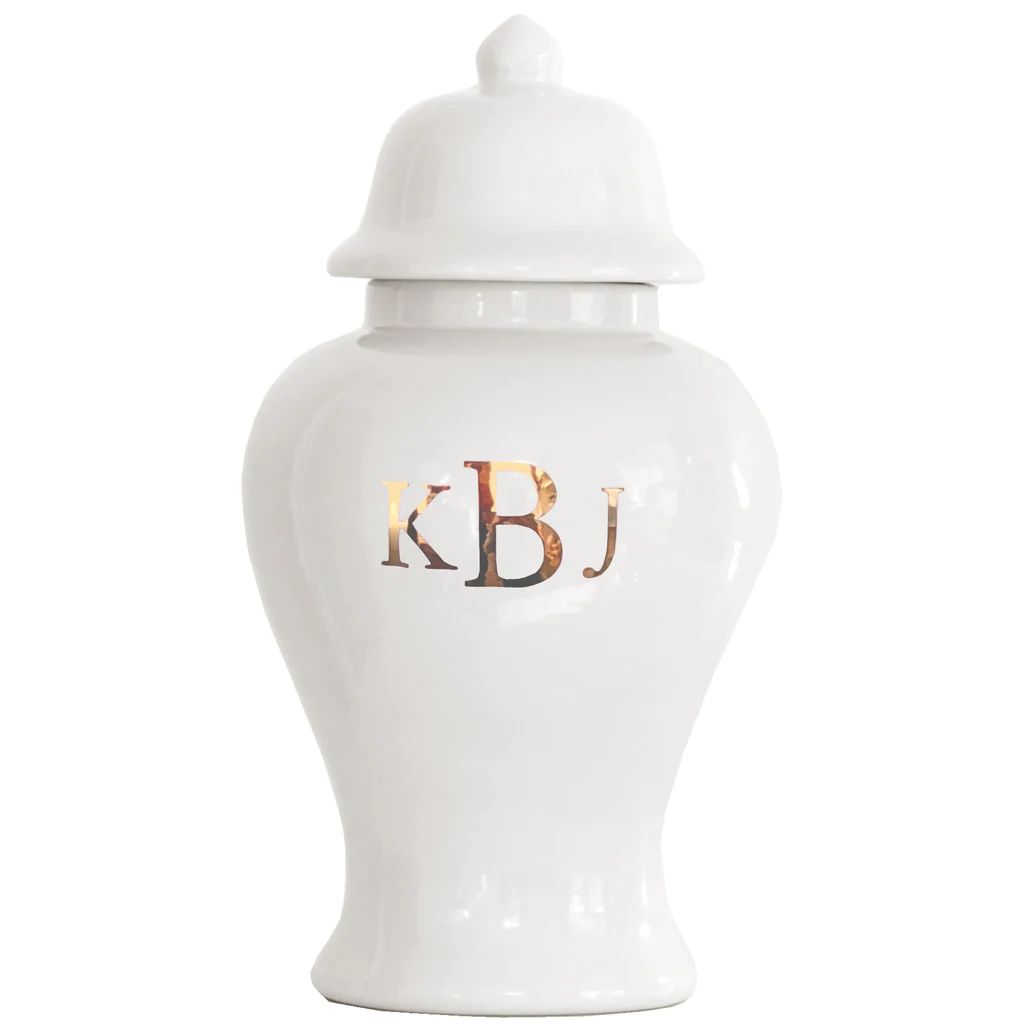 Classic Monogram Ginger Jars in White | Lo Home by Lauren Haskell Designs