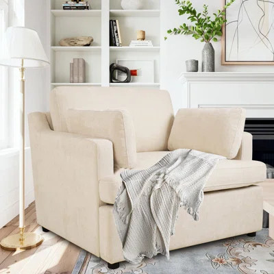 Oversized Upholstered Armchair with Removable Cushions and Throw Pillows for Living Room or Bedroom | Wayfair North America