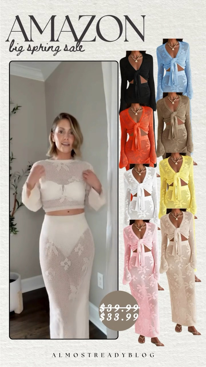 Amazon coverup on sale! Comes in so many different colors
Size 4 top and bottoms / Size Small Amazon coverup 🤩 Obsessed! 

lace cover up, crochet cover up, resort outfit, beach vacation, spring break, summer must have, amazon deals, amanda west, almostreadyblog

#LTKSwim #LTKSeasonal #LTKSaleAlert
