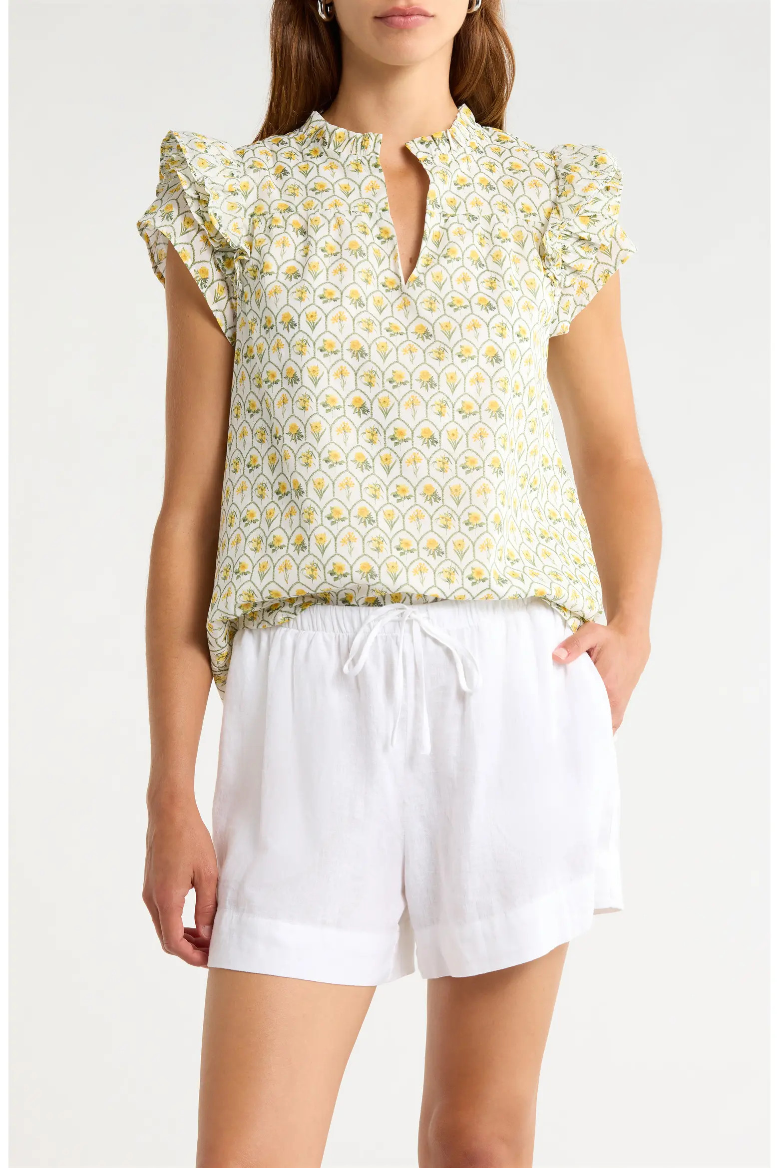 Jaimie Stripe Ramona Ruffle Cotton Top (Women) | Nordstrom | Nordstrom
