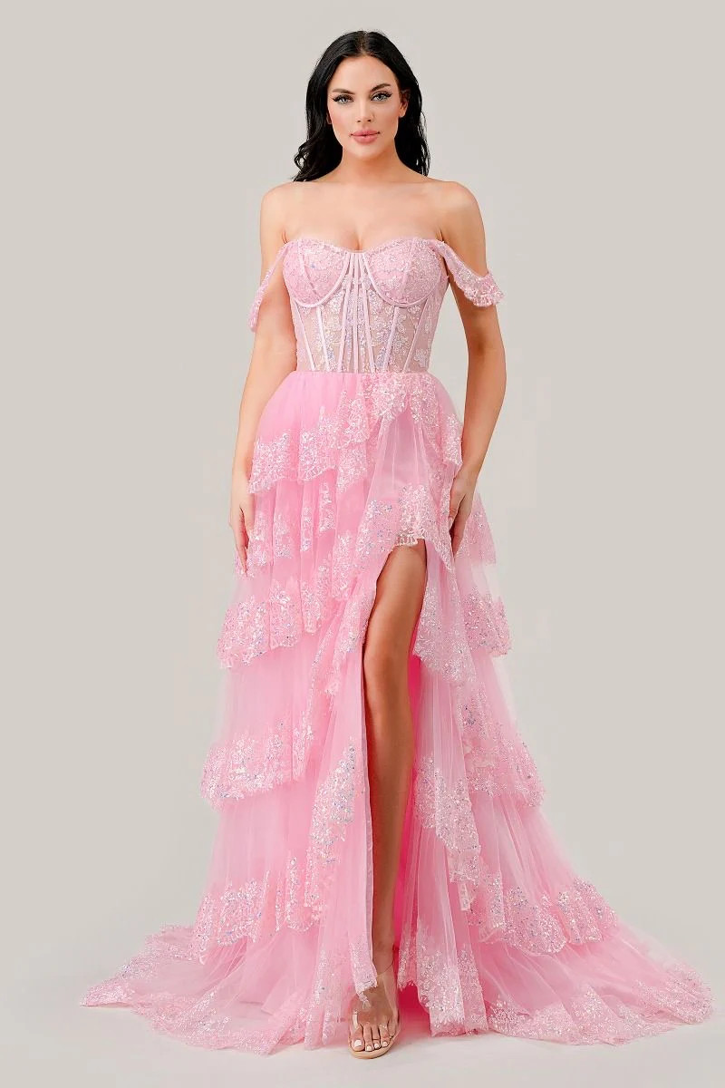 Halle Off The Shoulder Maxi Gown (Pink) | Cleo Centric