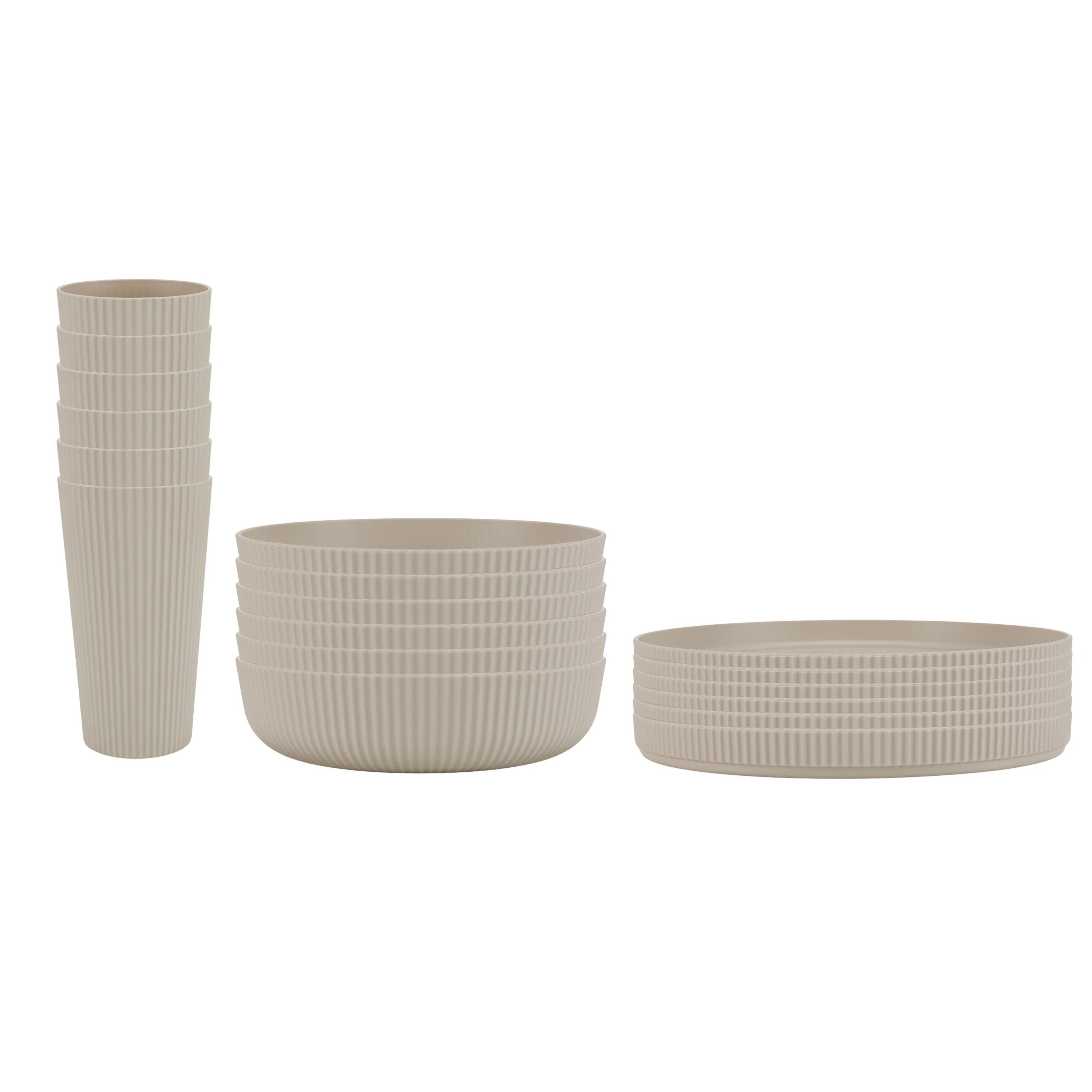 Mainstays 18-Piece Eco-Friendly Recycled Plastic Dinnerware Set, Beige | Walmart (US)