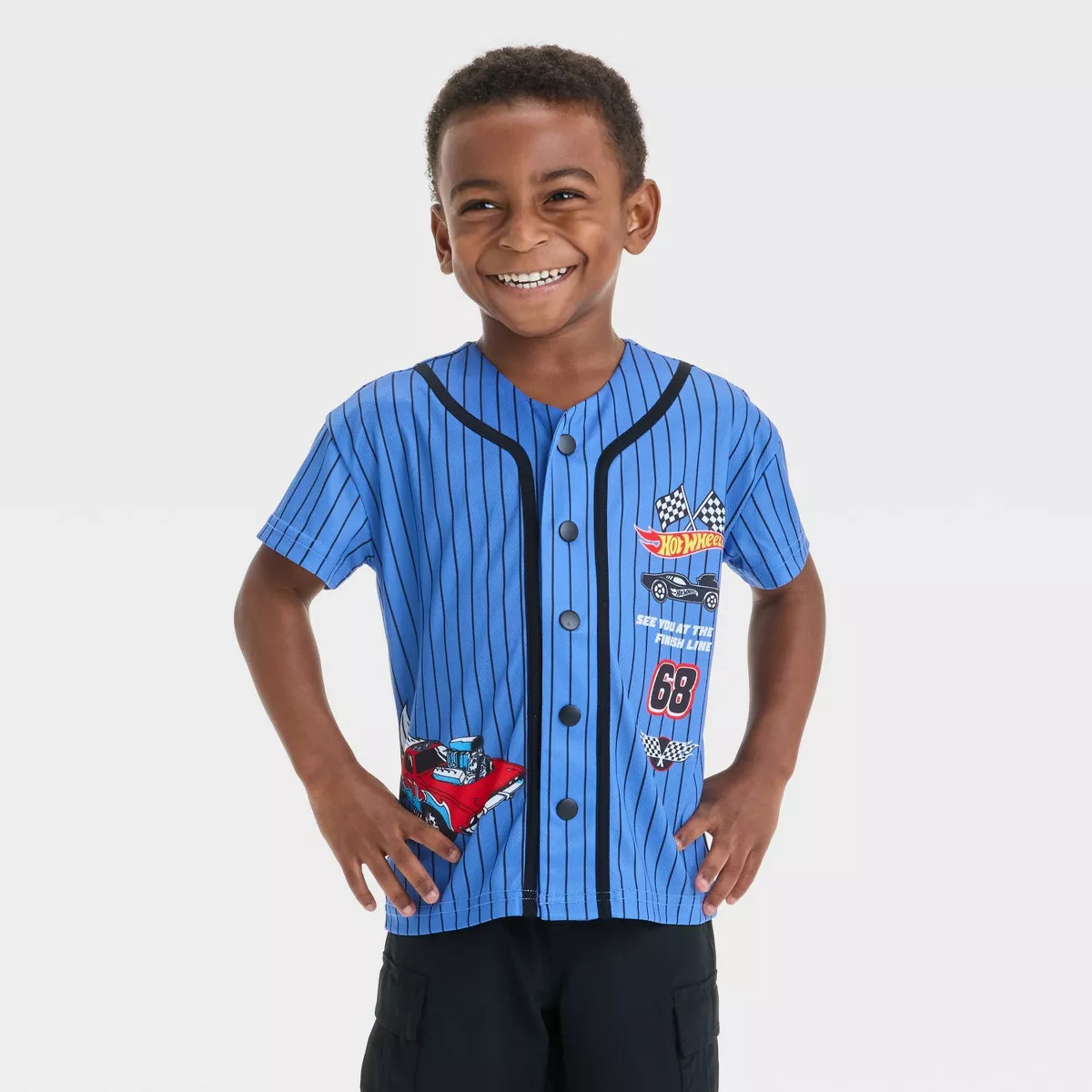 Toddler Boys' Hot Wheels Button-Down Jersey - Blue | Target