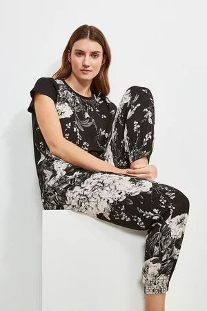 Floral Cuffed Nightwear Pant | Karen Millen UK & IE