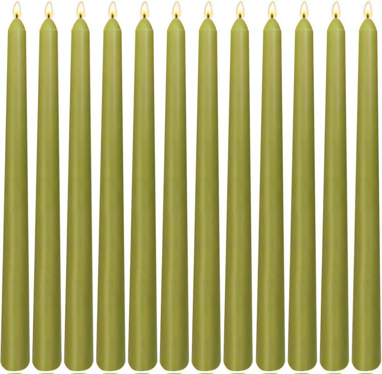12 Pack Olive Green Taper Candles 10 Inch Unscented Candlesticks | Amazon (US)