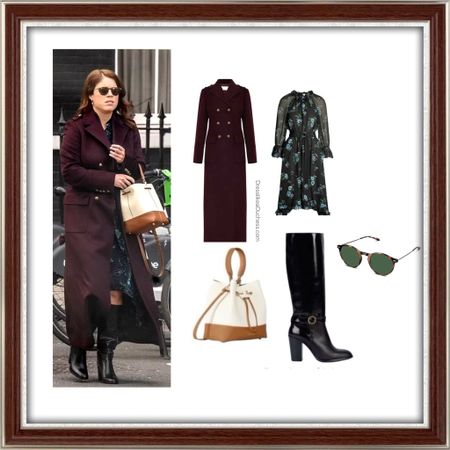 Princess Eugenie strathberry bucket bag, Penelope Chilvers boots and nooz sunglasses 