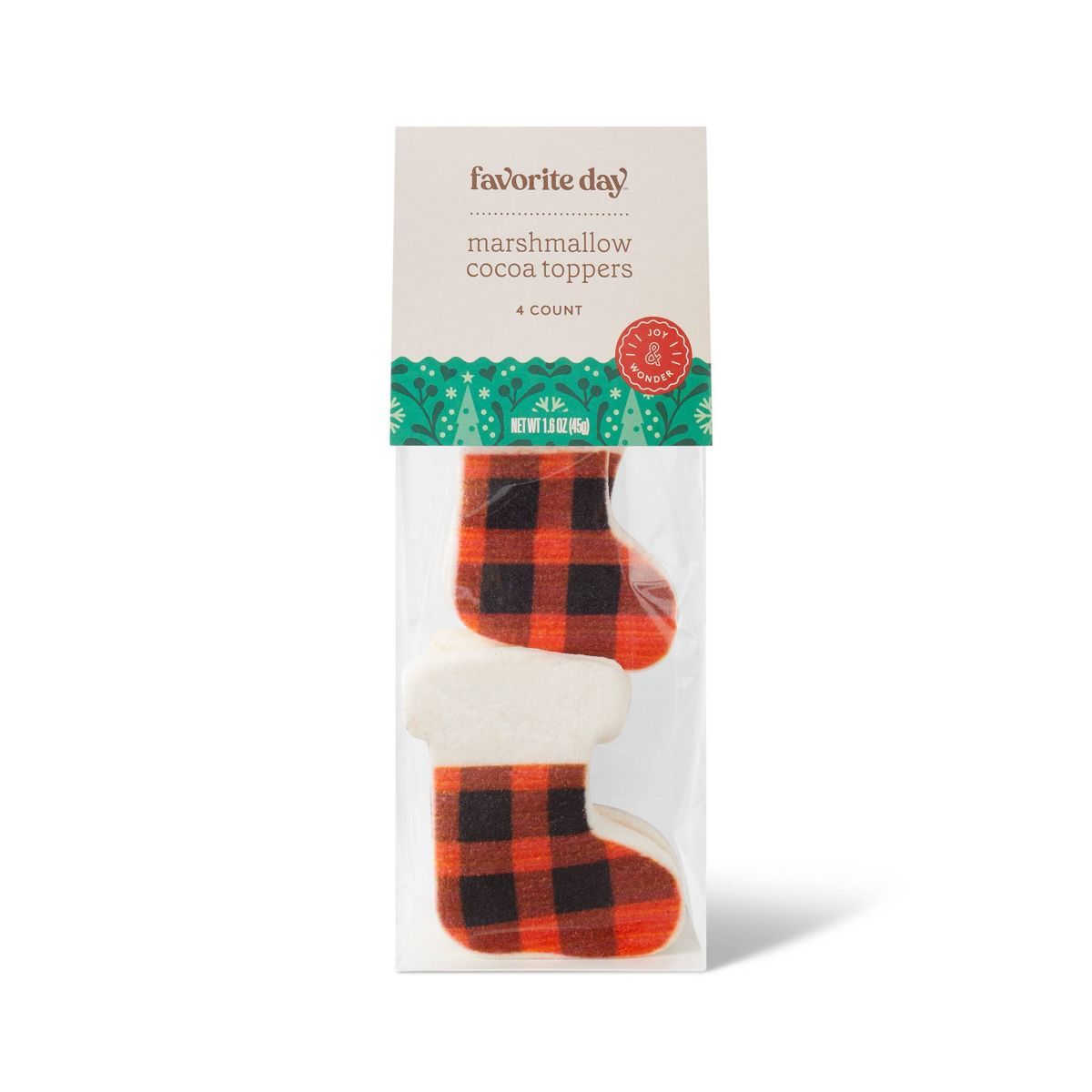 Holiday Marshmallow Buffalo Plaid Printed Stocking - 1.6oz - Favorite Day™ | Target