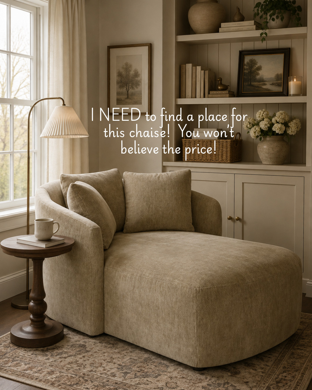 This chaise is giving cozy, elevated and SO comfortable 🤎 The perfect spot to curl up with a good book, and I love how the rounded shape adds softness to the room. Such a pretty modern cottage find! 

 #LTKHome #LTKSaleAlert