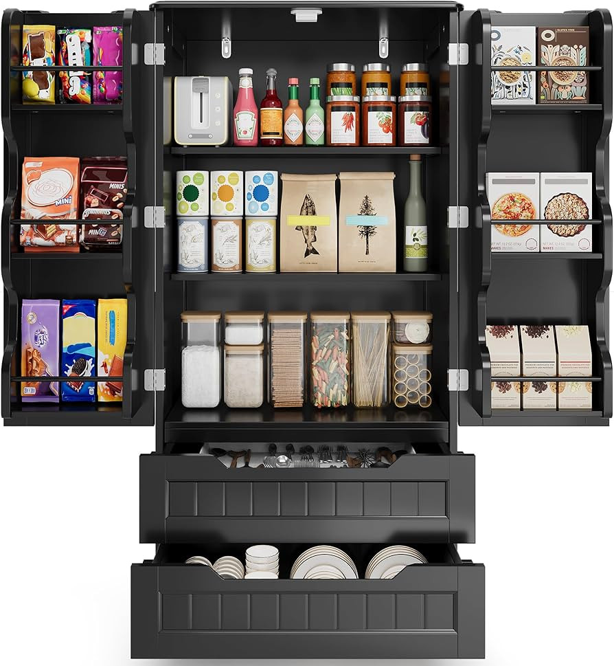 Gizoon Kitchen Storage Pantry with Drawers Freestanding Kitchen Storage Cabinets with Doors and S... | Amazon (US)